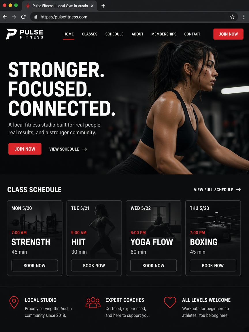 Pulse Fitness website
